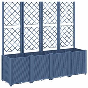 vidaXL Garden Planter with Trellis Blue Grey 160x40x140 cm PP
