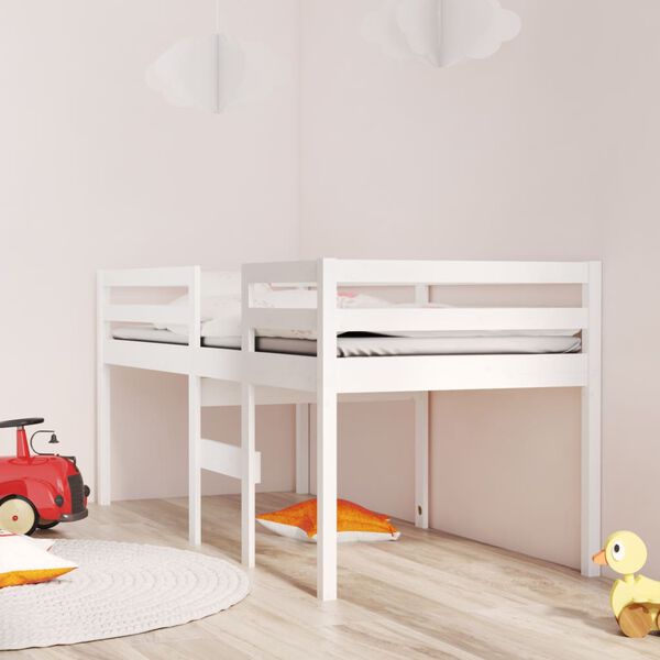 vidaXL High Sleeper Bed without Mattress White 90x190 cm Single Solid Wood Pine