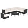 vidaXL 8 Piece Garden Lounge Set with Cushions Poly Rattan Black