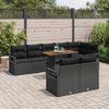 vidaXL Garden Sofa Set with Storage 9 pcs Black Poly rattan