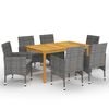 vidaXL 7 Piece Garden Dining Set Grey