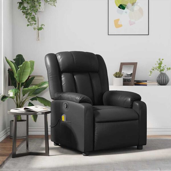 vidaXL Massage Recliner Chair Black Faux Leather