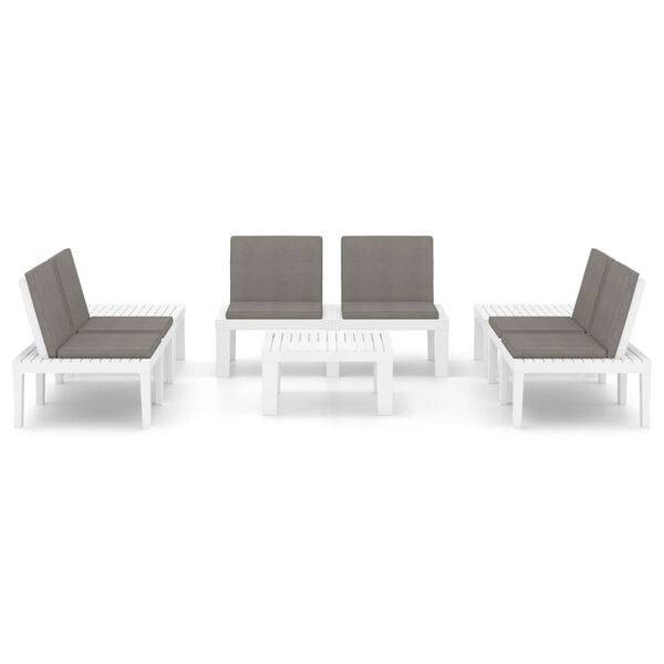 vidaXL 6 Piece Garden Lounge Set with Cushions Plastic White