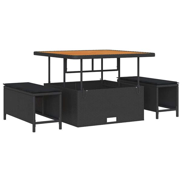 vidaXL Garden Dining Set Black Poly rattan