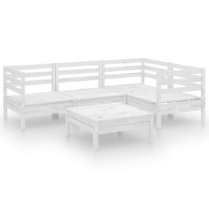 vidaXL Garden Lounge Set | White | Solid Pinewood | Medium | Modular