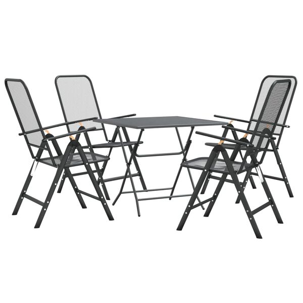 vidaXL 5 Piece Garden Dining Set Expanded Metal Mesh Anthracite