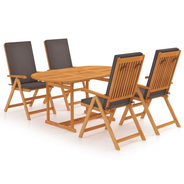 vidaXL 7 Piece Garden Dining Set with Cushions Solid Teak Wood