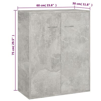 vidaXL Sideboard Concrete Grey 60x30x75 cm Engineered Wood