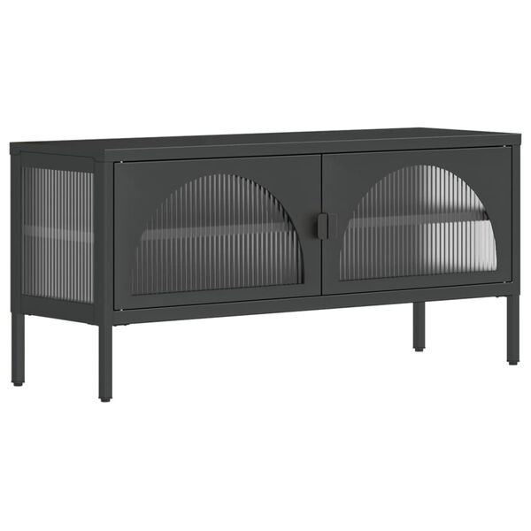 vidaXL TV Cabinet Black 105x35x50 cm Glass and Steel