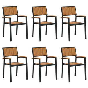 vidaXL Stacking Chair 6 pcs Brown 56 x 57 x 87 cm Solid Acacia Wood