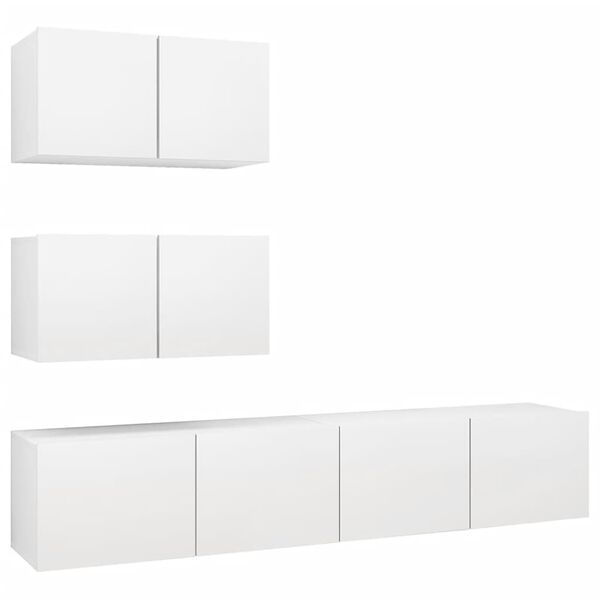 vidaXL 4 Piece TV Cabinet Set White Engineered Wood