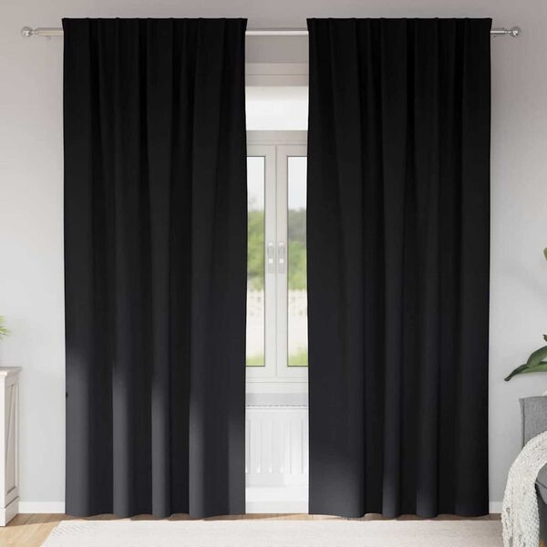 vidaXL Blackout Curtains with Rings 2 pcs Black 245 x 140 cm Polyester