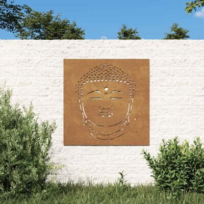 vidaXL Garden Wall Decoration 55x55 cm Corten Steel Buddha Head Design
