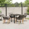 vidaXL Garden Dining Set with Cushion 5 pcs Grey Poly Rattan