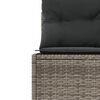 vidaXL Garden Sofa with Table and Cushions Round Grey Poly Rattan
