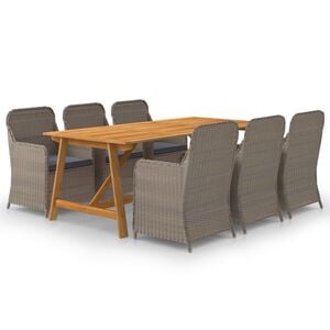 vidaXL 7 Piece Garden Dining Set Brown