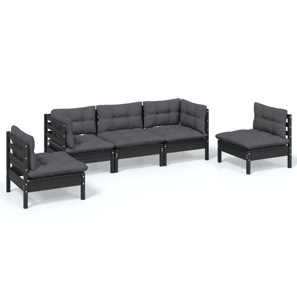 vidaXL 5 Piece Garden Lounge Set with Cushions Solid Pinewood