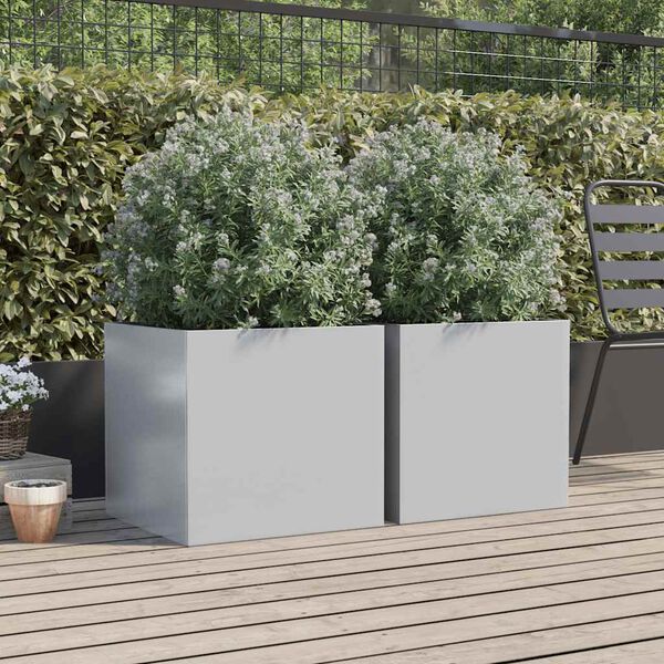 vidaXL Planters 2 pcs Silver 49x47x46 cm Galvanised Steel