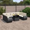 vidaXL 10 Piece Garden Sofa Set with Cushions Black Poly Rattan