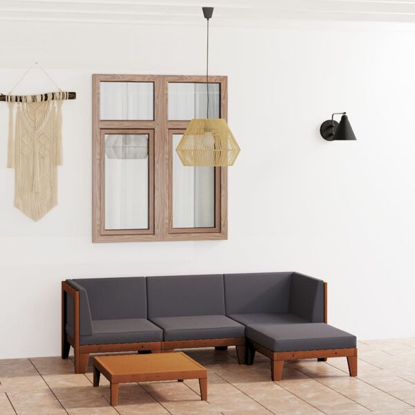 vidaXL 5 Piece Garden Lounge Set with Cushions Solid Acacia Wood