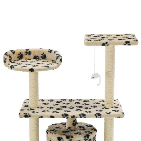 vidaXL Cat Tree with Sisal Scratching Posts 95 cm Beige Paw Prints