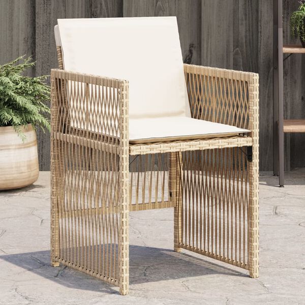 vidaXL Garden Chairs with Cushions 4 pcs Beige Poly Rattan