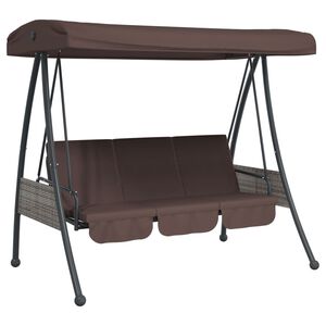 vidaXL Garden Swing Bench with Adjustable Canopy Coffee Brown&nbsp;Steel