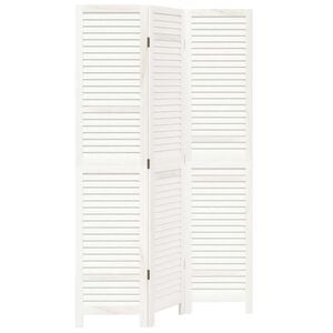 vidaXL Room Divider&nbsp;3 Panels White Solid Wood Paulownia