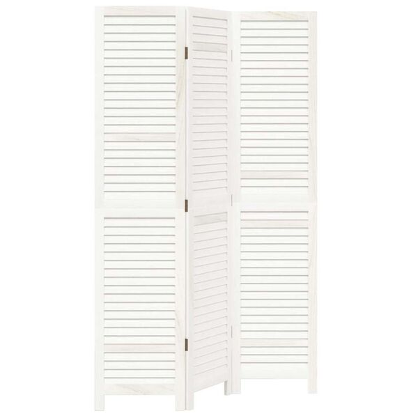 vidaXL Room Divider 3 Panels White Solid Wood Paulownia