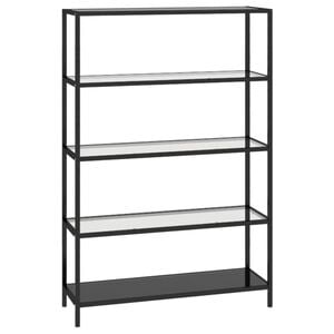 vidaXL Shelf | Black and Transparent | Tempered Glass, Powder-Coated Iron