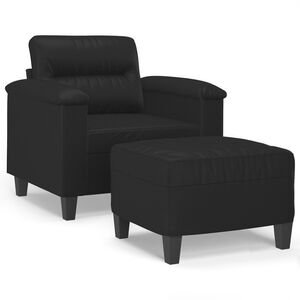 vidaXL Sofa Chair with Footstool Black 60 cm Faux Leather