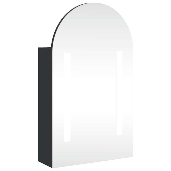vidaXL Bathroom Mirror Cabinet with LED Light Arched Black 42x13x70 cm