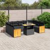 vidaXL 10 Piece Garden Sofa Set with Cushions Black Poly Rattan
