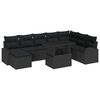 vidaXL Garden Sofa Set with Storage 9 pcs Black Poly rattan