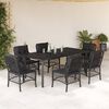vidaXL 7 Piece Garden Dining Set with Cushions Black Poly Rattan