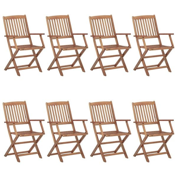 vidaXL Folding Outdoor Chairs 8 pcs Solid Acacia Wood