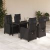 vidaXL 5 Piece Garden Dining Set with Cushions Black Poly Rattan