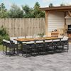 vidaXL 15 Piece Garden Dining Set with Cushions Black Poly Rattan