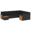 vidaXL 10 Piece Garden Sofa Set with Cushions Black Poly Rattan