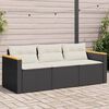 vidaXL Garden Sofa with Cushions 3-Seater Black Poly Rattan