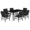 vidaXL 7 Piece Garden Dining Set with Cushions Black Poly Rattan