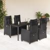 vidaXL 5 Piece Garden Dining Set with Cushions Black Poly Rattan