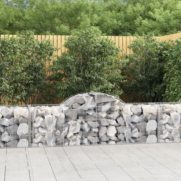 vidaXL Arched Gabion Baskets 2 pcs 200x50x60/80 cm Galvanised Iron