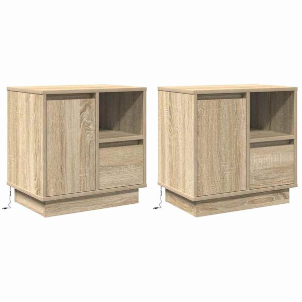 vidaXL Bedside Cabinet with Drawer 2 pcs Sonoma Oak 50 x 34.5 x 50 cm