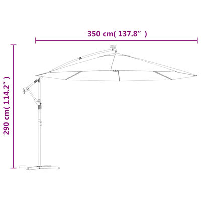 vidaXL Cantilever Umbrella with LED Lights and Metal Pole 350 cm Sand