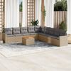 vidaXL 10 Piece Garden Sofa Set with Cushions Beige Poly Rattan