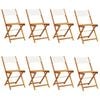 vidaXL Folding Garden Chairs 8 pcs Cream White Fabric and Solid Wood