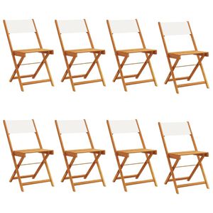vidaXL Folding Garden Chairs 8 pcs Cream White Fabric and Solid Wood
