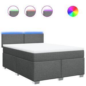 vidaXL Box Spring Bed with Mattress Dark Grey Double Fabric