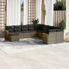 vidaXL 11 Piece Garden Sofa Set with Cushions Grey Poly Rattan
